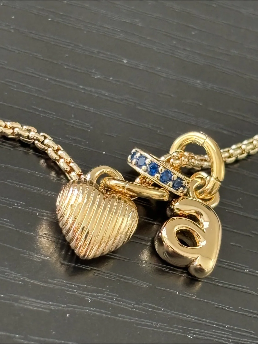 NWOT Roxanne Assoulin Gold Puffy Heart and 'A' Initial Charm Necklace